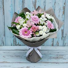 Букет цветов из:  Герберы, Альстромерии и Хризантемы в Новой Пролетарке