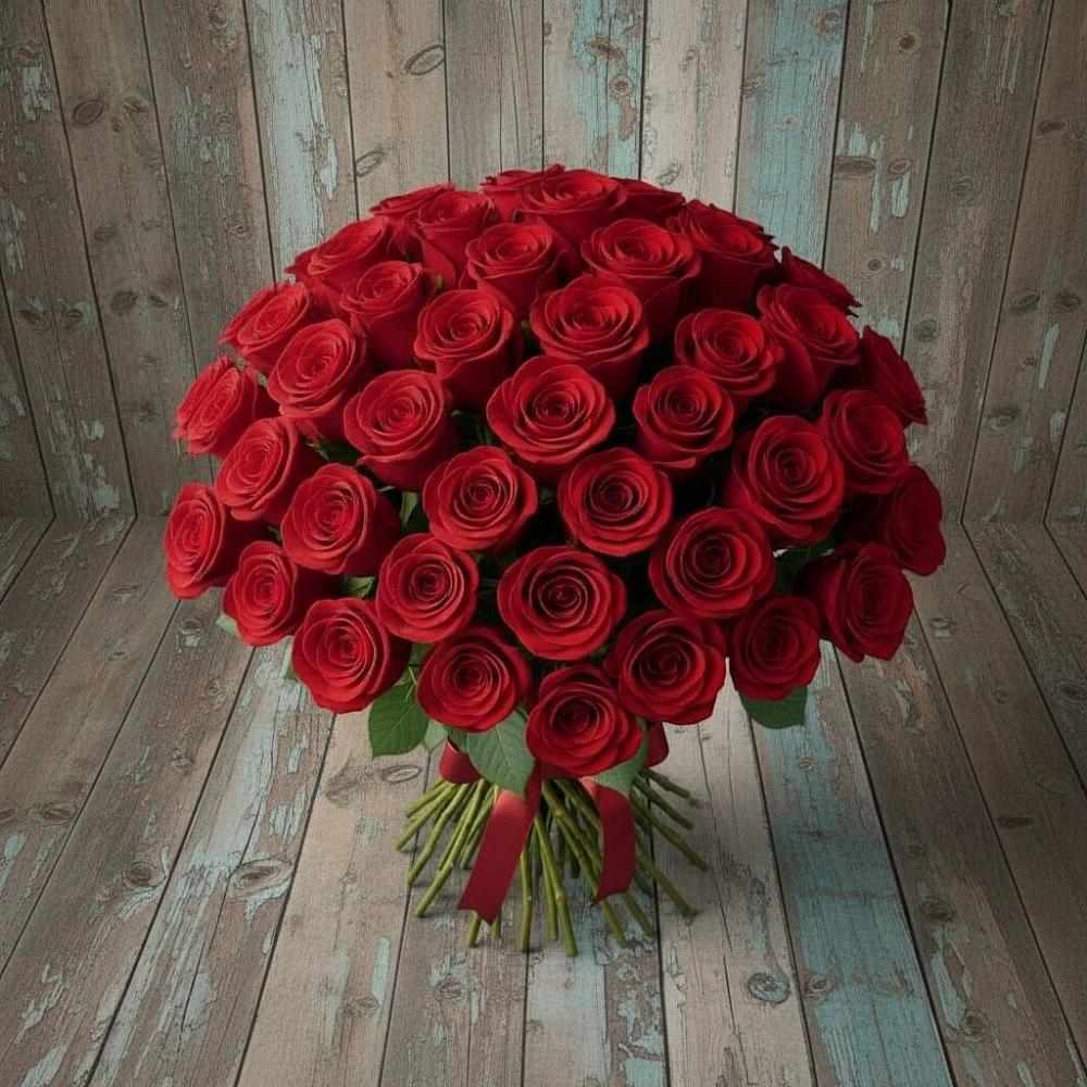 Букет 55 Красных роз Фридом в Новой Пролетарке