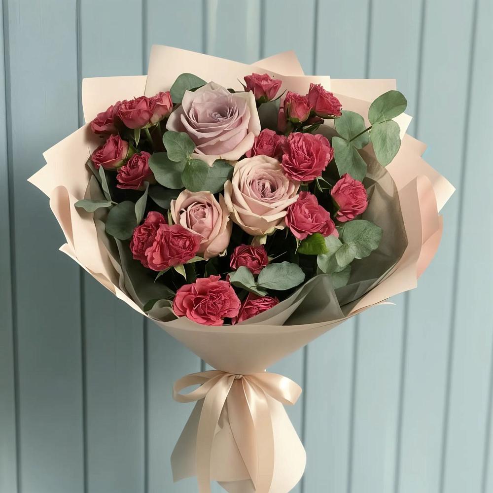 Букет цветов из: Гвоздики и Розы в Новой Пролетарке