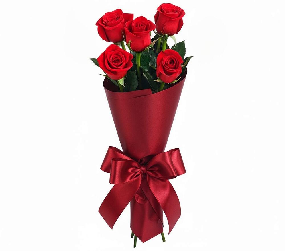 Букет 5 Красных роз Эдлесс Лав в Новой Пролетарке