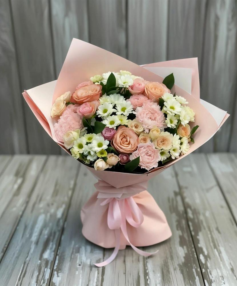 Букет цветов из: Гвоздики, Розы и Хризантемы в Новой Пролетарке