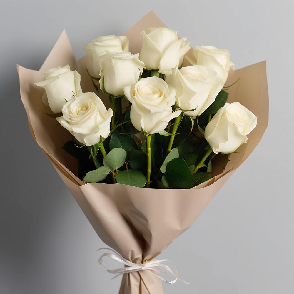 Букет 9 Белых роз Эдлесс Лав в Новой Пролетарке