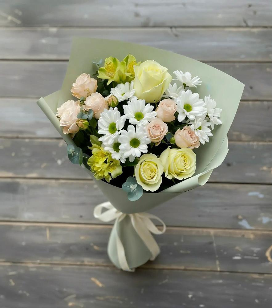 Букет цветов из: Альстромерии, Розы и Хризантемы в Новой Пролетарке