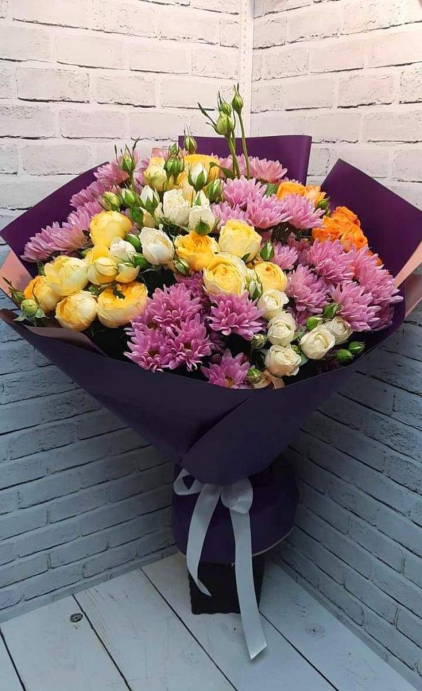 Букет цветов из: Хризантемы и Розы в Новой Пролетарке