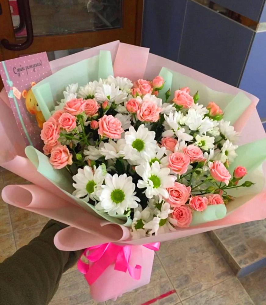 Букет цветов из: Розы и Хризантемы в Новой Пролетарке