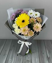 Букет цветов из:  Розы, Герберы и Хризантемы в Новой Пролетарке