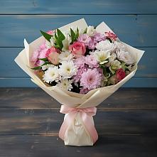 Букет цветов из:  Хризантемы, Альстромерии и Розы в Новой Пролетарке