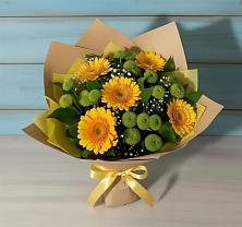 Букет цветов из:  Герберы и Хризантемы в Новой Пролетарке
