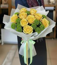 Букет цветов из:  Хризантемы и Розы в Новой Пролетарке