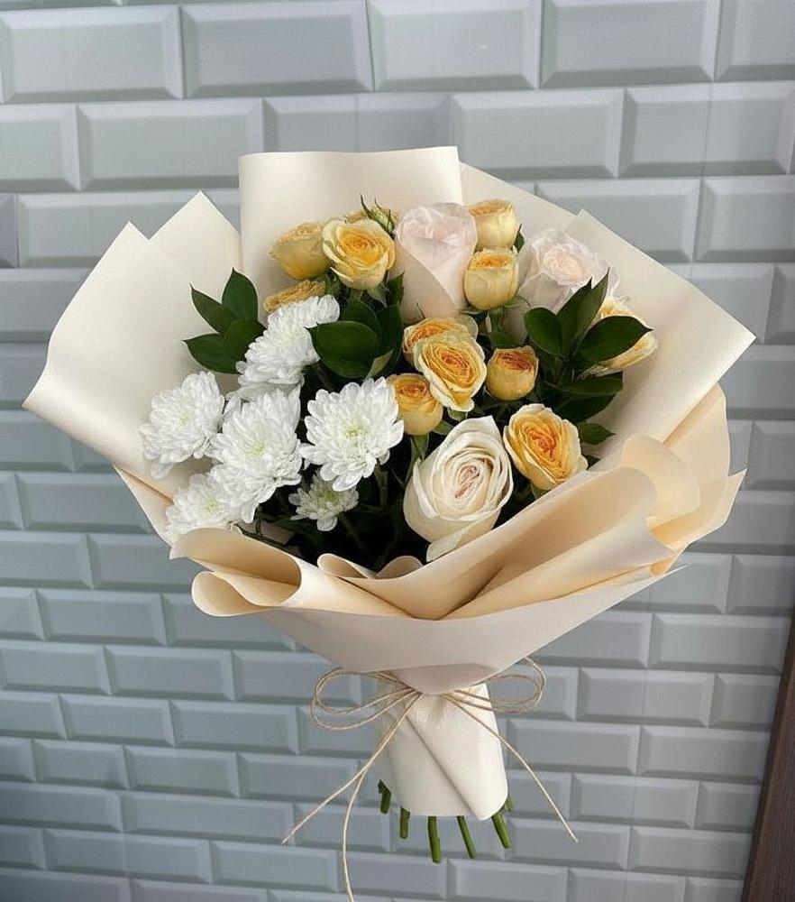 Букет цветов из: Розы и Хризантемы в Новой Пролетарке
