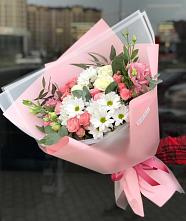 Букет цветов из:  Розы, Лизиантусы и Хризантемы в Новой Пролетарке