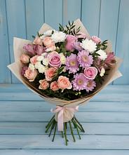 Букет цветов из:  Хризантемы, Розы и Альстромерии в Новой Пролетарке