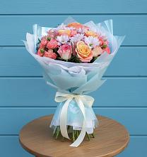 Букет цветов из:  Хризантемы и Розы в Новой Пролетарке
